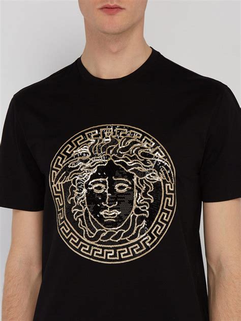 versace logo t shirt black|Versace t shirt medusa head.